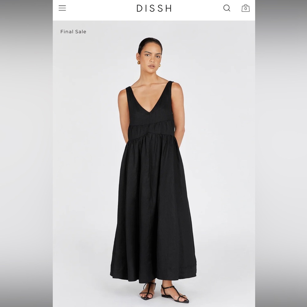 Black linen maxi dress